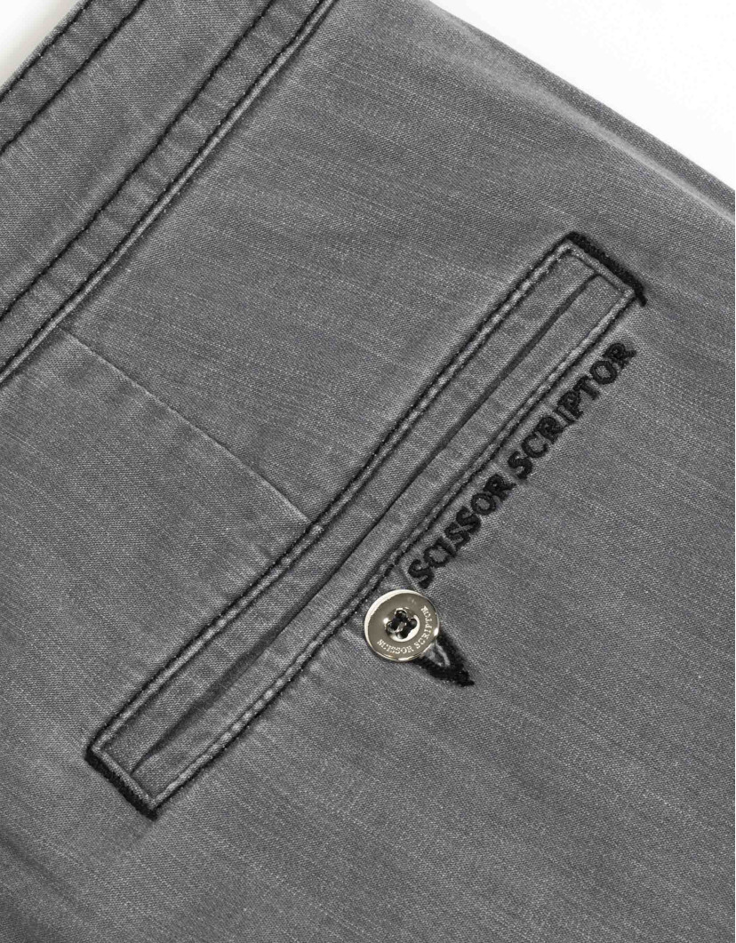 Scissor Scriptor Gray Straight-Leg Cotton Drawstring Chinos image